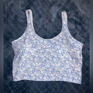 Gilly Hicks Go Recharge Blue Floral Cropped Athletic Tank Top Size Large Curvy